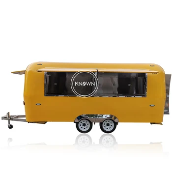 5-metarski proizvedeni kamion za jelo od nehrđajućeg čelika, 16,4 noga žuta prikolica za fast food s kuhinjska oprema, kolica za pecenje za kavu
