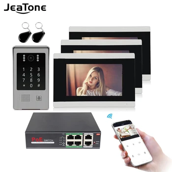 Dodirna tipka Jeatone WIFI, video portafon, zvono na vratima, sustav kontrole pristupa na zgradu, zaslon osjetljiv na dodir, detekcija pokreta od 1 do 3