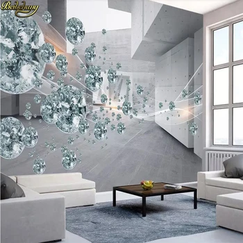 beibehang Prilagođenu pozadinu freska 3d kristalnu kuglu apstraktni prostor arhitektura zid od opeke TV pozadina zida papel de parede