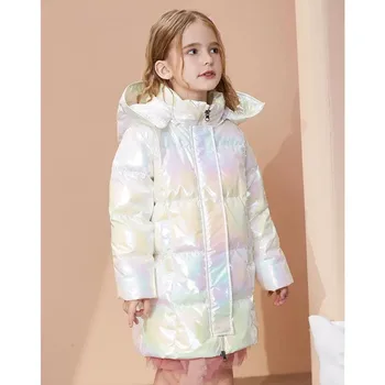 Zimsko svijetla topli kaput, funky povez za ruku, ветрозащитная vodootporna odjeća s kapuljačom, jakna je na 90% bijeloj утином пуху za djecu, djevojčice A1835