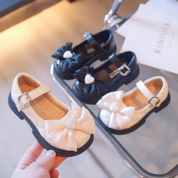 2023 Novi Modni Cipele od umjetne Kože za Djevojčice, Dječje Modeliranje Cipele Princeza s Lukom, Klasične Crne Bež Školske Cipele za Djevojčice, Mary Jane cipele
