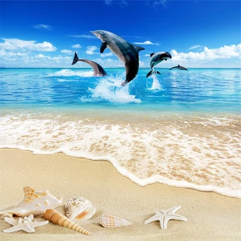 beibehang dolphin beach 3D Prilagođenu pozadinu papel de parede, otporan na habanje нескользящие vodootporan obložen samoljepljive tapete od PVC-a